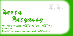 marta matyassy business card